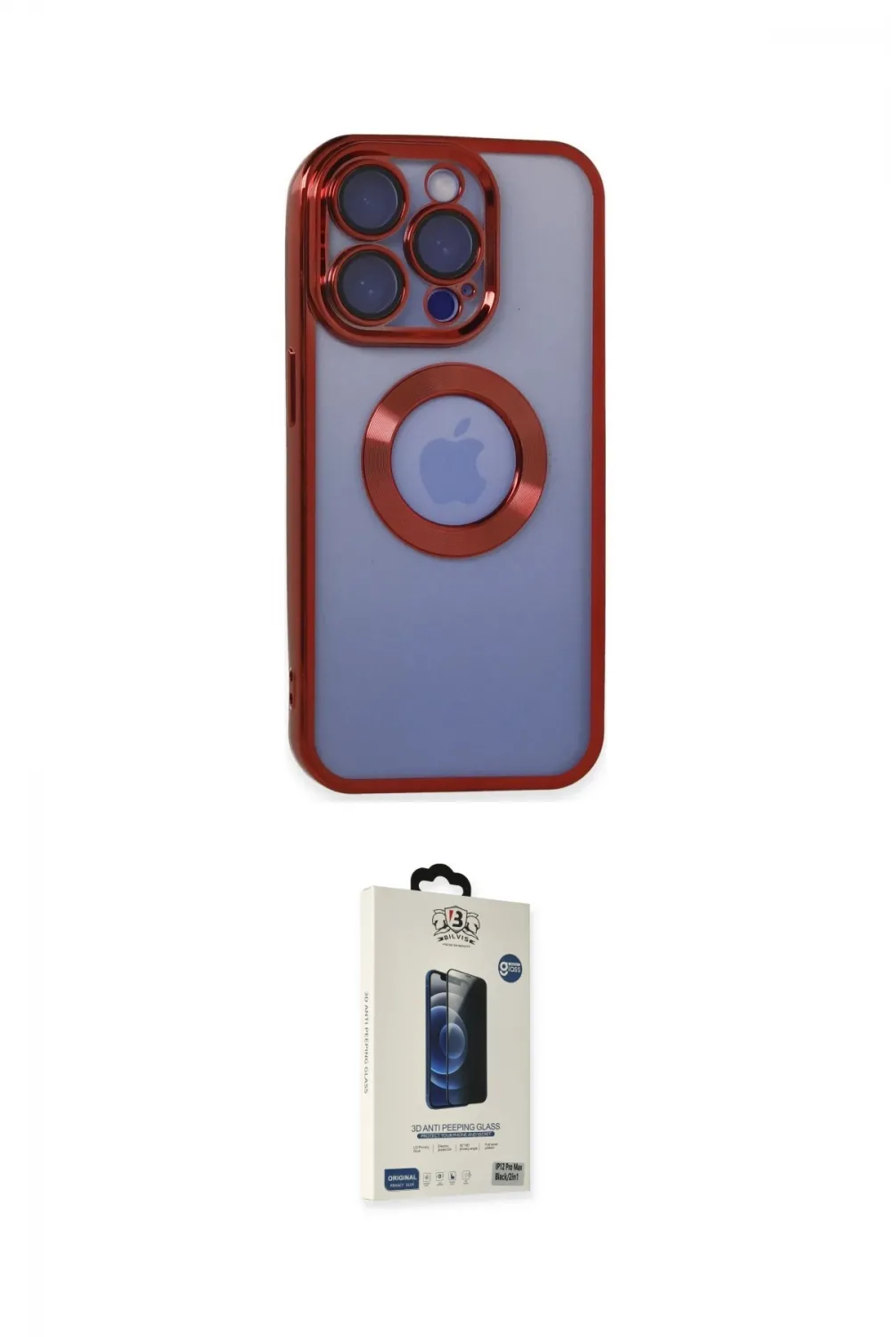 ieg™ iPhone 15 Pro Max Kılıf Pusula Form - Siyah Bilvis Hayalet Cam Ekran Koruyucu