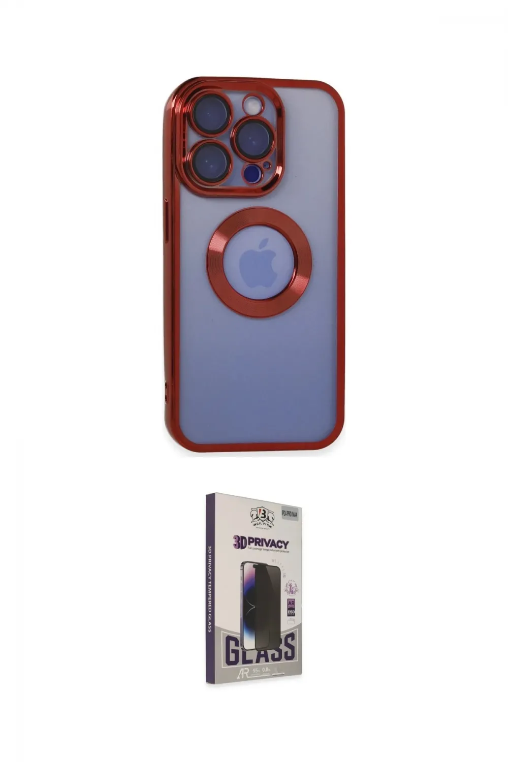 ieg™ iPhone 15 Pro Max Kılıf Pusula Form - Siyah Bilvis Hayalet Cam Ekran Koruyucu