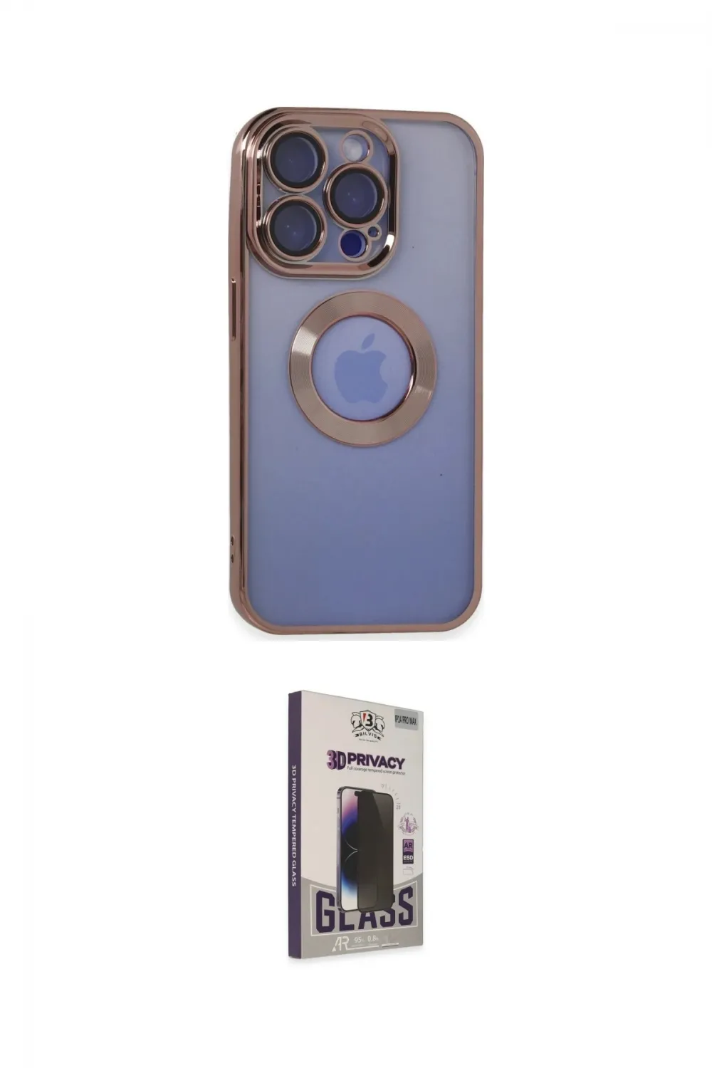 ieg™ iPhone 15 Pro Max Kılıf Pusula Form - Siyah Bilvis Hayalet Cam Ekran Koruyucu