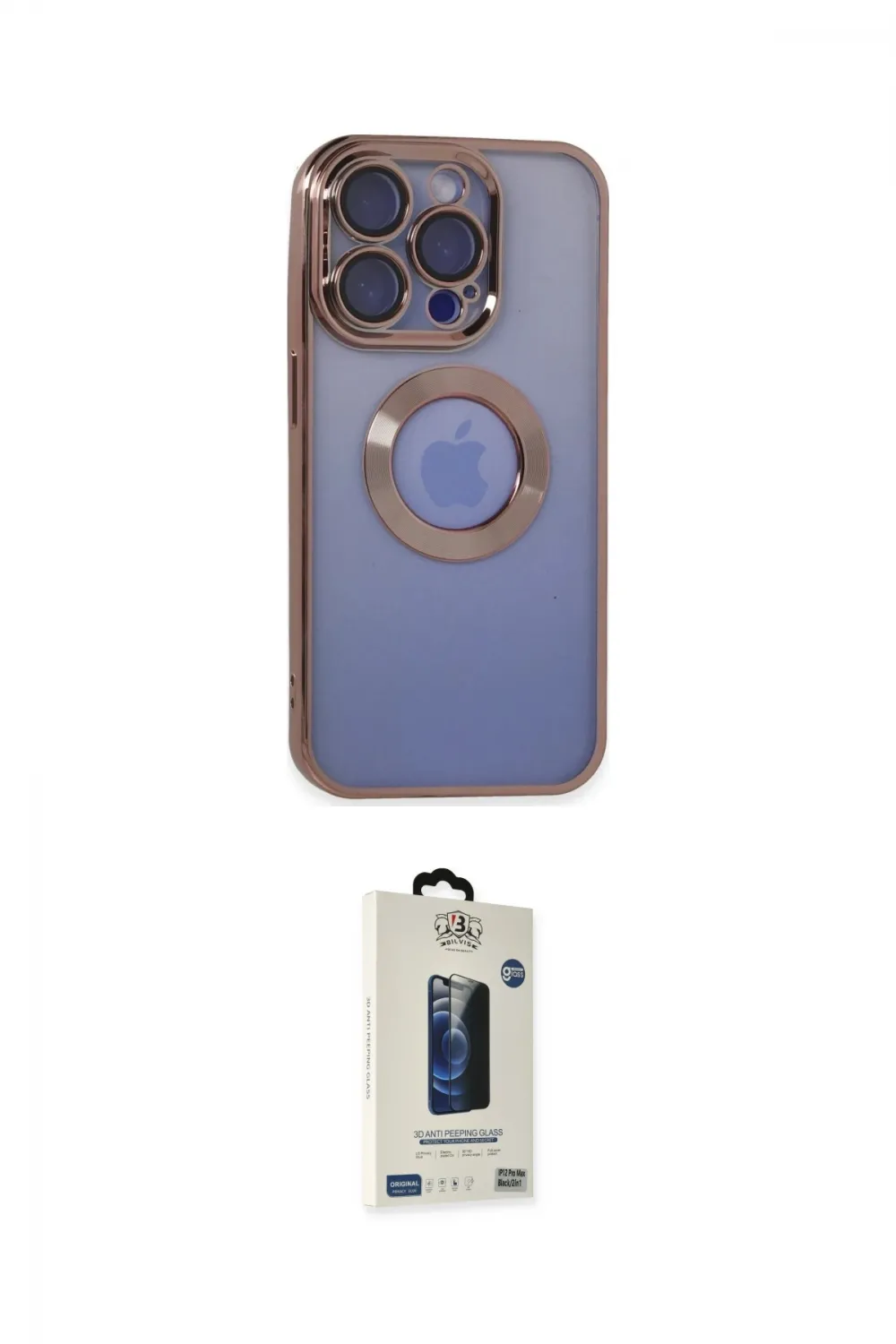 ieg™ iPhone 15 Pro Max Kılıf Pusula Form - Siyah Bilvis Hayalet Cam Ekran Koruyucu