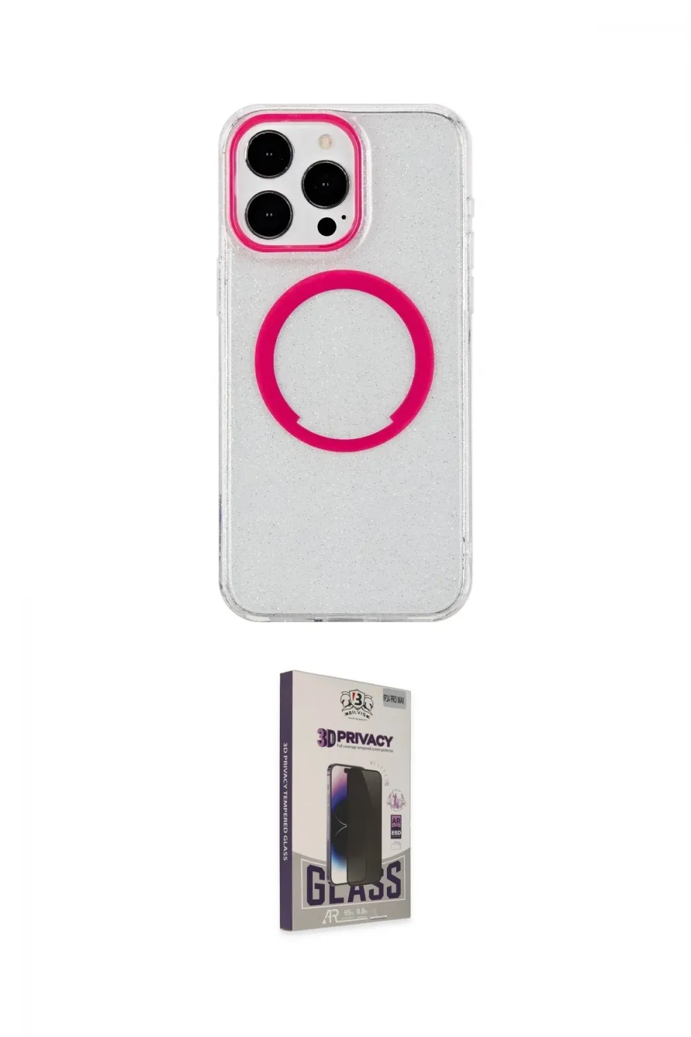ieg™ iPhone 15 Pro Max Kılıf Pusula Form - Siyah Bilvis Hayalet Cam Ekran Koruyucu