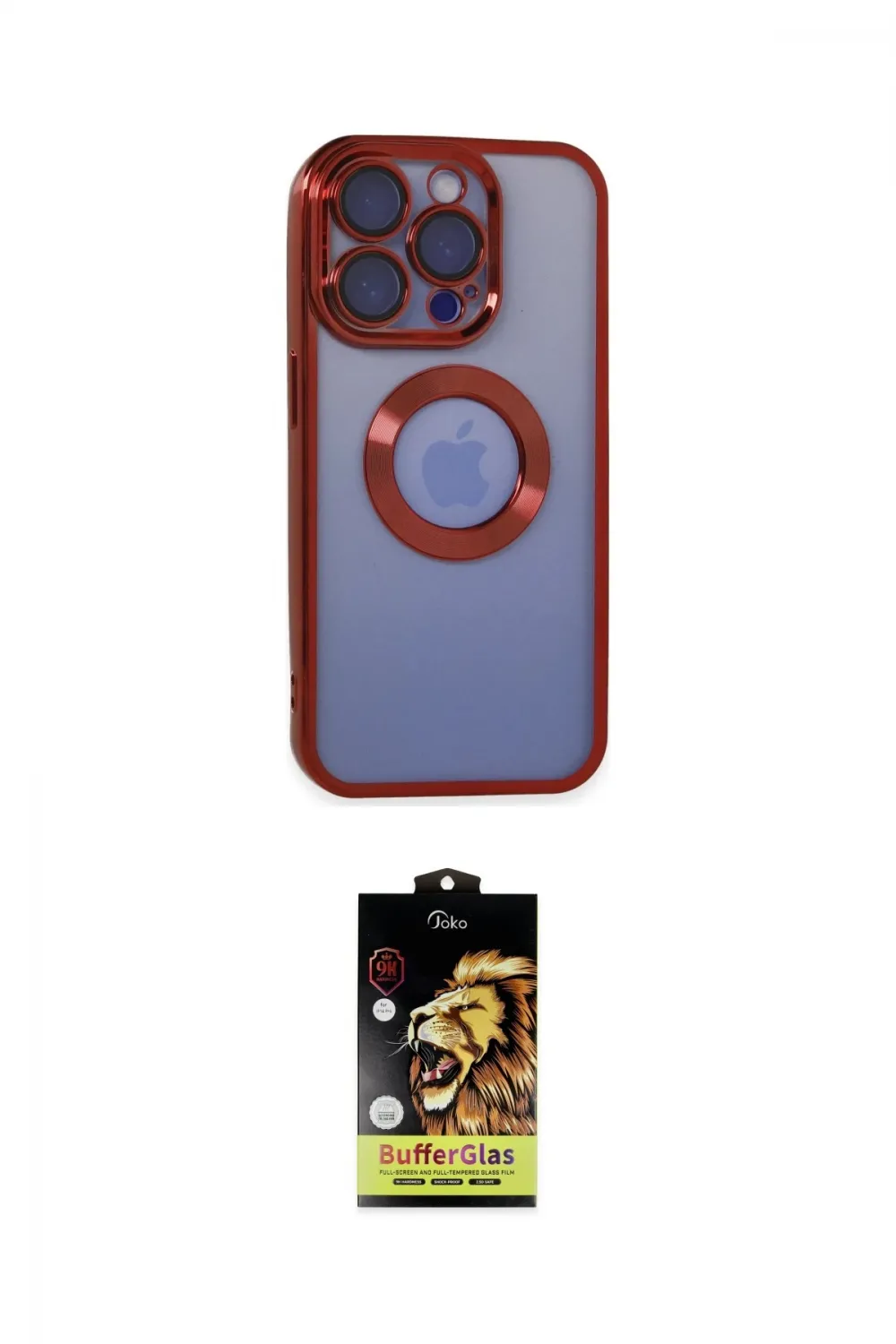 ieg™ iPhone 15 Pro Max Kılıf Pusula Form - Siyah Buffer Cam Ekran Koruyucu