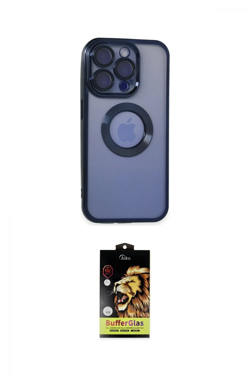 ieg™ iPhone 15 Pro Max Kılıf Pusula Form - Siyah Buffer Cam Ekran Koruyucu