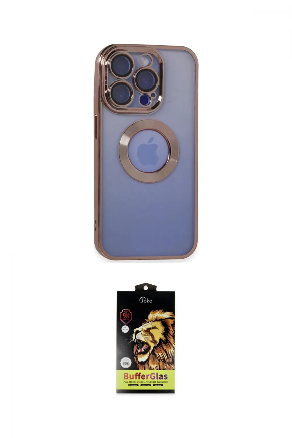 ieg™ iPhone 15 Pro Max Kılıf Pusula Form - Siyah Buffer Cam Ekran Koruyucu