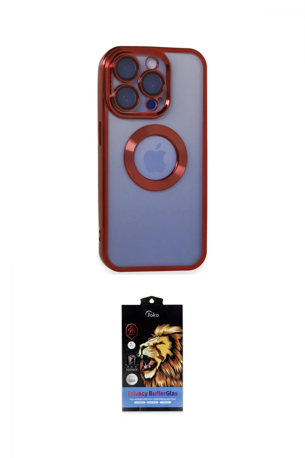 ieg™ iPhone 15 Pro Max Kılıf Pusula Form - Siyah Buffer Hayalet Cam Ekran Koruyucu