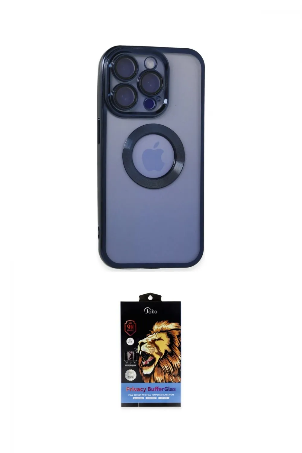 ieg™ iPhone 15 Pro Max Kılıf Pusula Form - Siyah Buffer Hayalet Cam Ekran Koruyucu