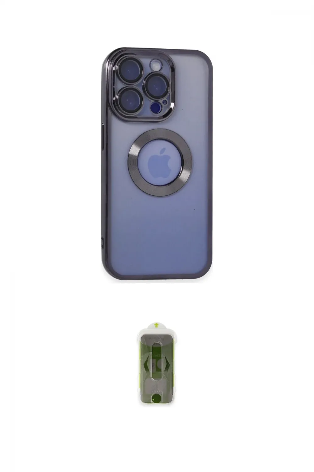 ieg™ iPhone 15 Pro Max Kılıf Pusula Form - Siyah Joko Magic 5D Hayalet Cam
