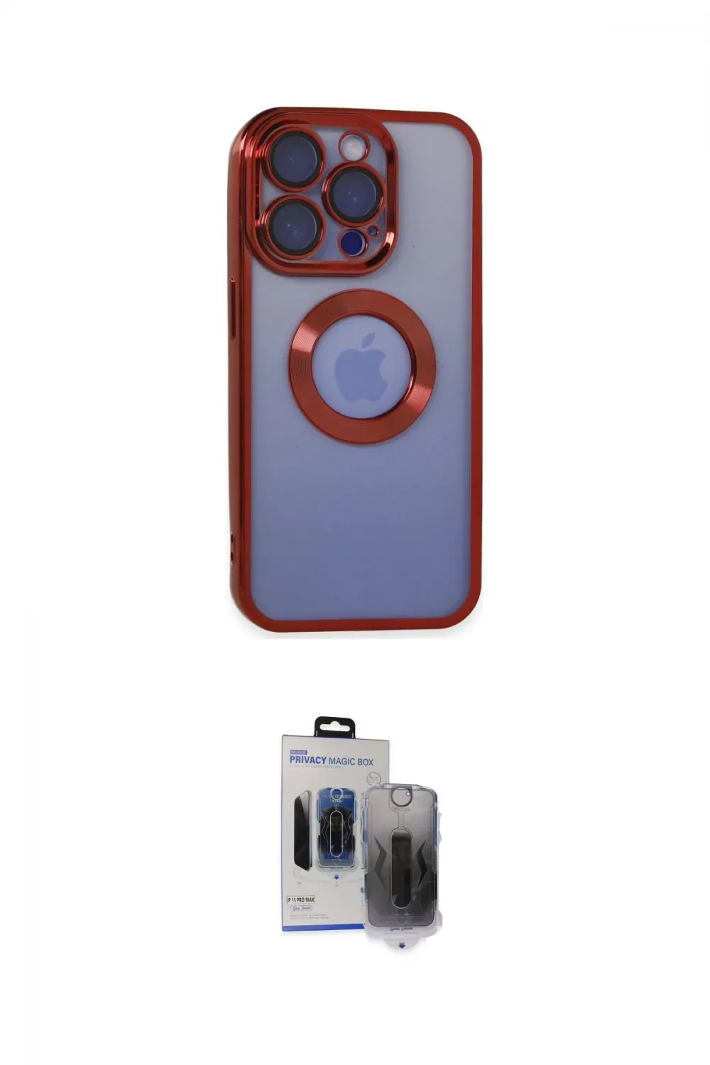 ieg™ iPhone 15 Pro Max Kılıf Pusula Form - Siyah Vanessa Magic Hayalet Cam