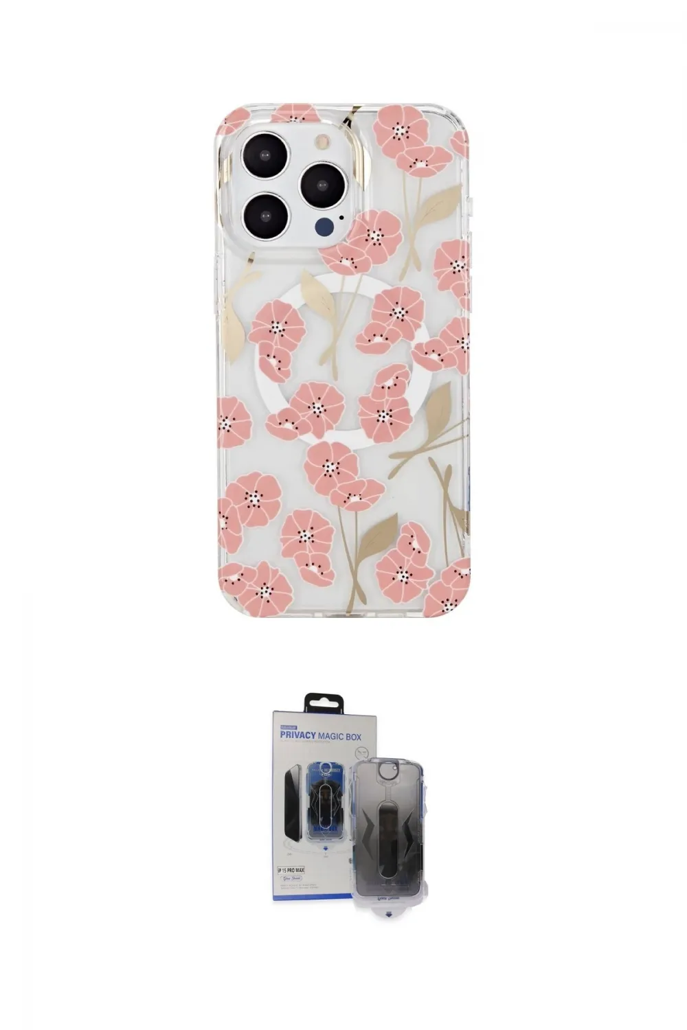 ieg™ iPhone 15 Pro Max Kılıf Pusula Form - Siyah Vanessa Magic Hayalet Cam