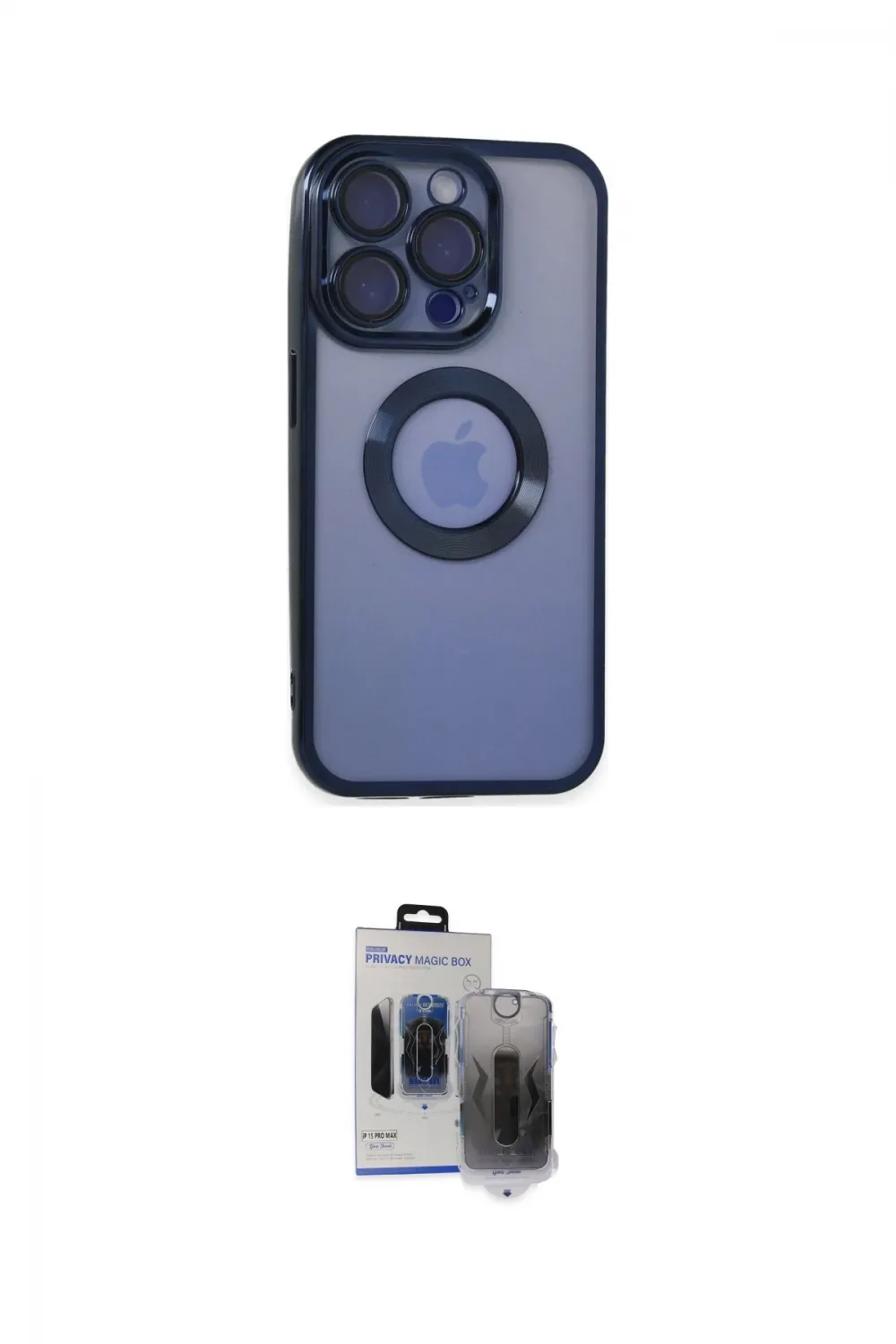ieg™ iPhone 15 Pro Max Kılıf Pusula Form - Siyah Vanessa Magic Hayalet Cam