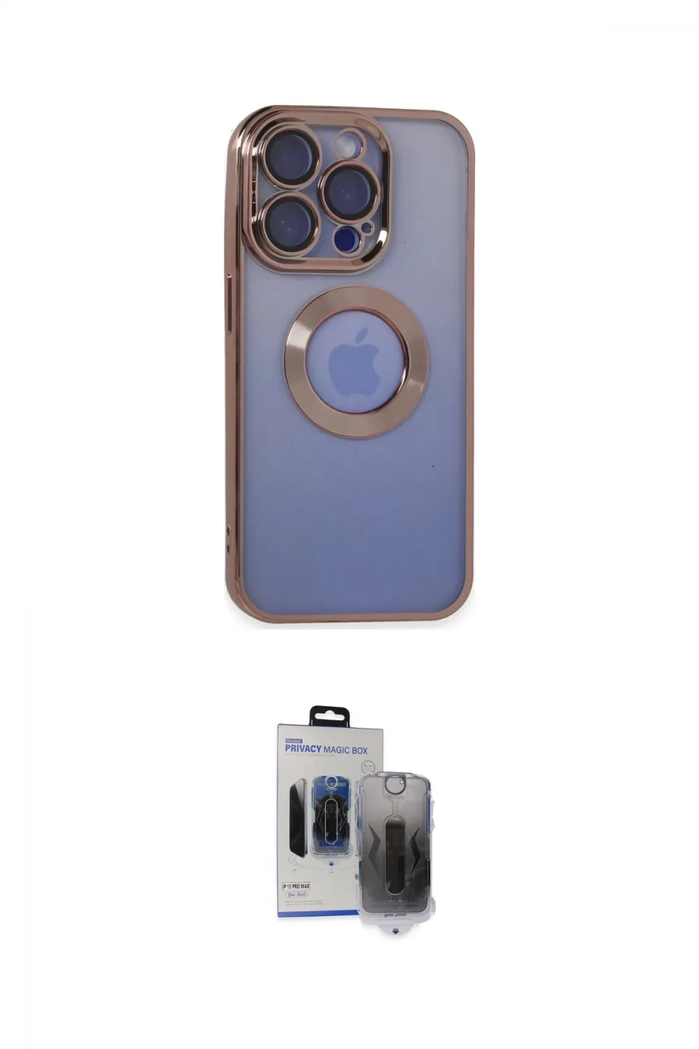 ieg™ iPhone 15 Pro Max Kılıf Pusula Form - Siyah Vanessa Magic Hayalet Cam