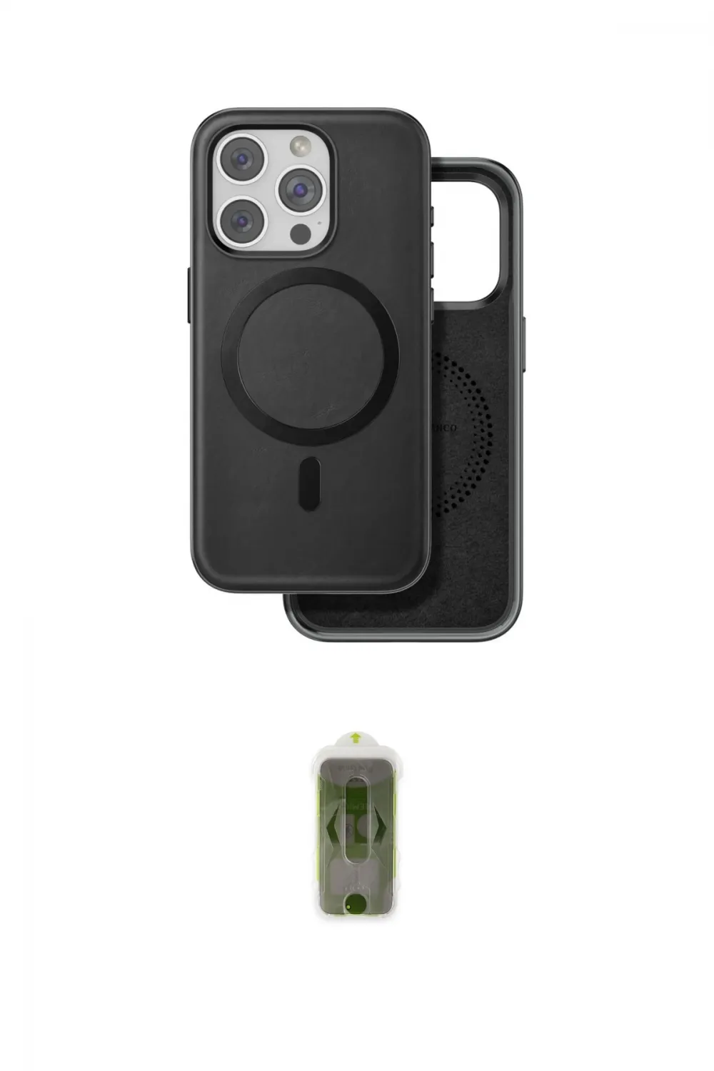 ieg™ iPhone 15 Pro Max Kılıf Pusula Işık Koleksiyonu - Siyah Joko Magic 5D Hayalet Cam