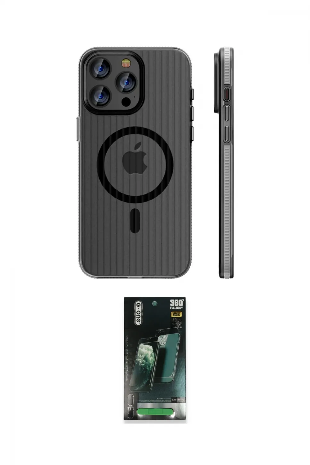 ieg™ iPhone 15 Pro Max Kılıf Pusula Minimal Koleksiyonu - Şeffaf 360 Full Body Arka Koruyucu