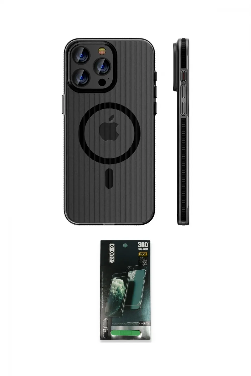 ieg™ iPhone 15 Pro Max Kılıf Pusula Minimal Koleksiyonu - Şeffaf 360 Full Body Arka Koruyucu