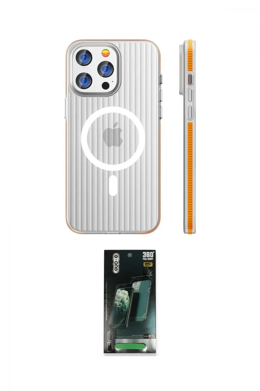 ieg™ iPhone 15 Pro Max Kılıf Pusula Minimal Koleksiyonu - Şeffaf 360 Full Body Arka Koruyucu