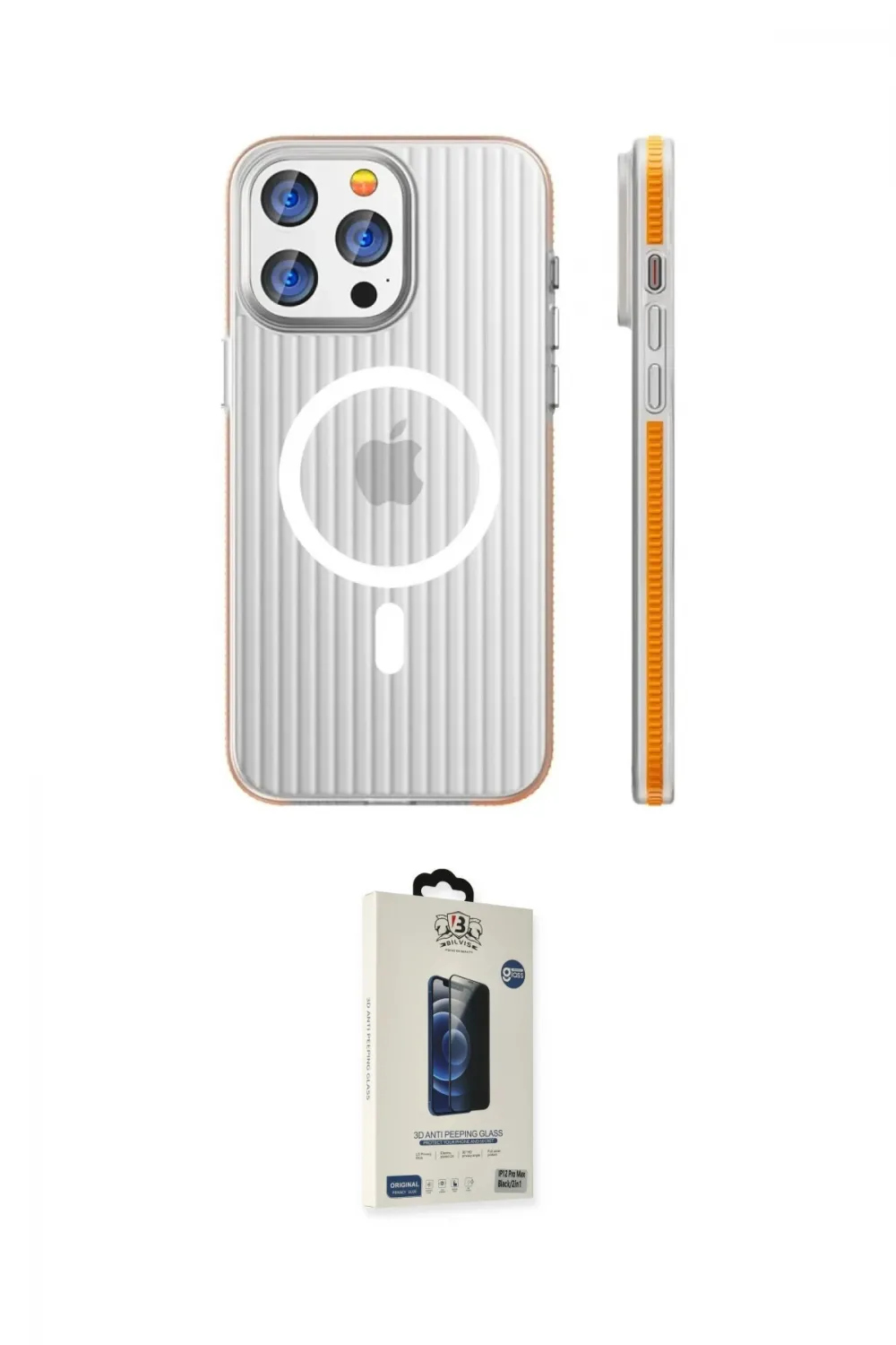 ieg™ iPhone 15 Pro Max Kılıf Pusula Minimal Koleksiyonu - Siyah Bilvis Hayalet Cam Ekran Koruyucu