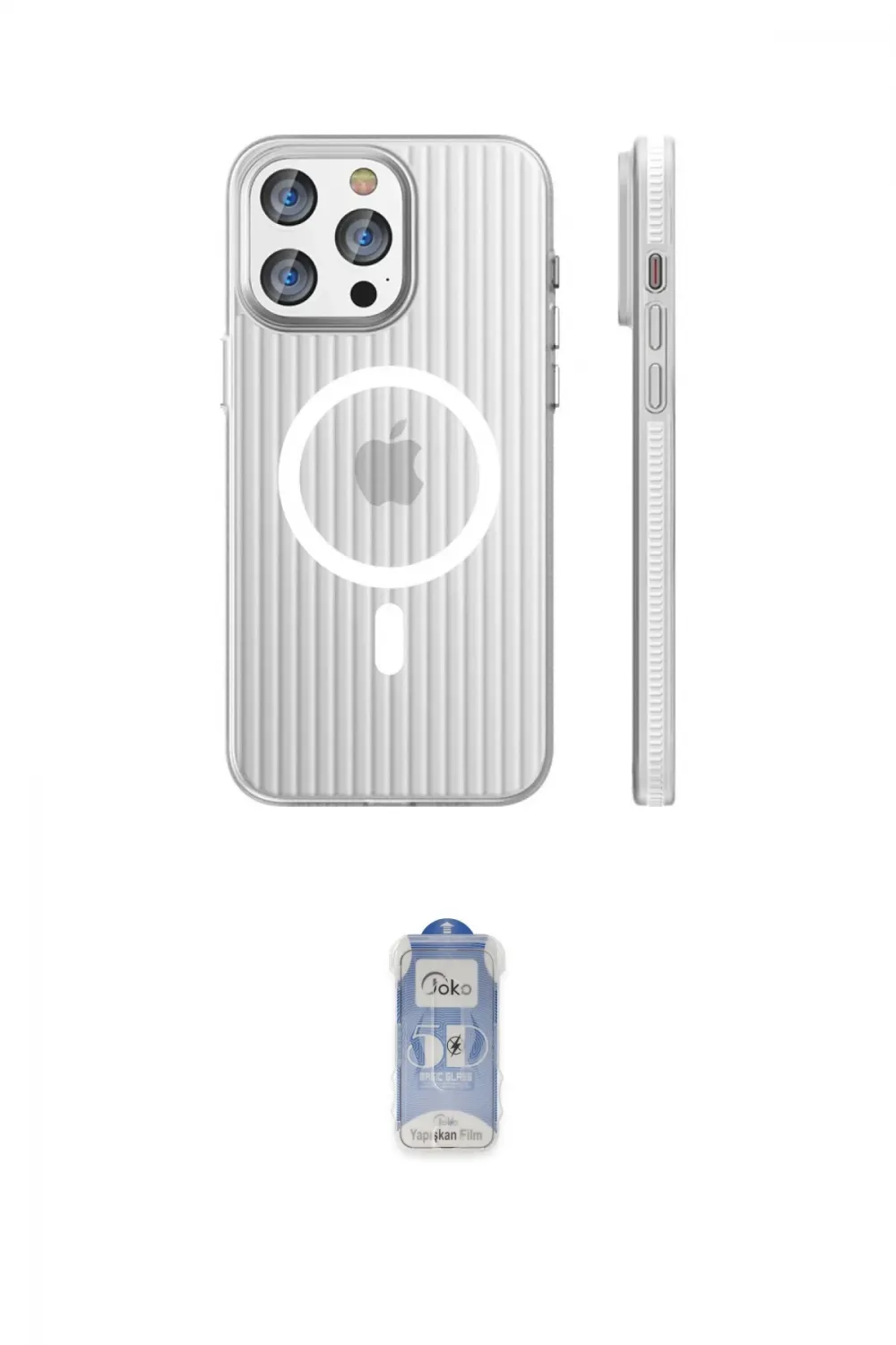 ieg™ iPhone 15 Pro Max Kılıf Pusula Minimal Koleksiyonu - Siyah Joko Magic 5D Cam
