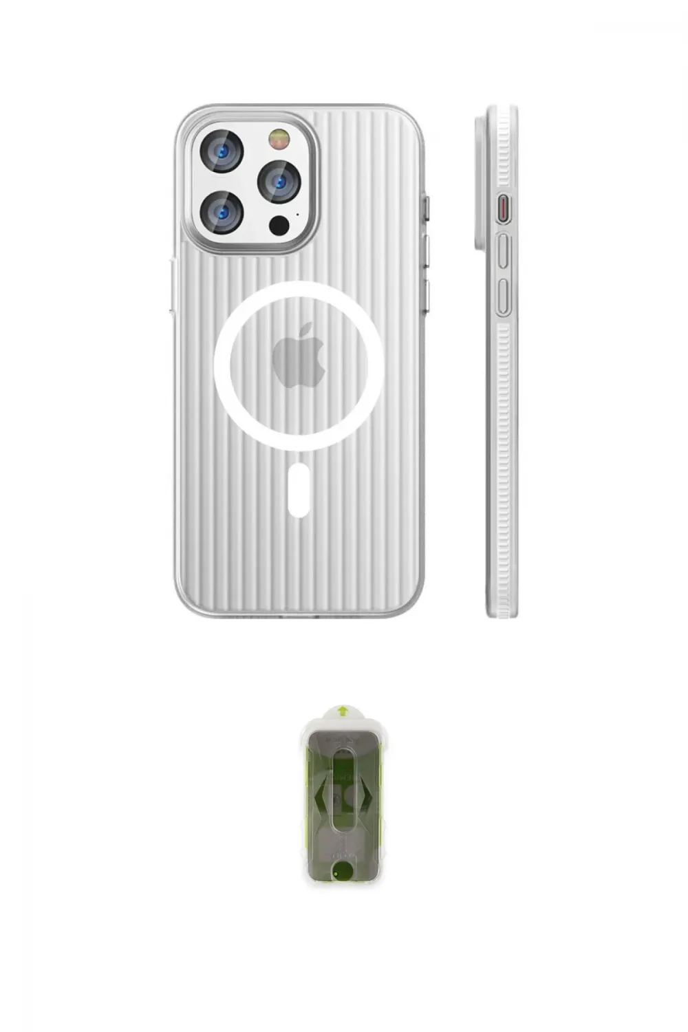 ieg™ iPhone 15 Pro Max Kılıf Pusula Minimal Koleksiyonu - Siyah Joko Magic 5D Hayalet Cam