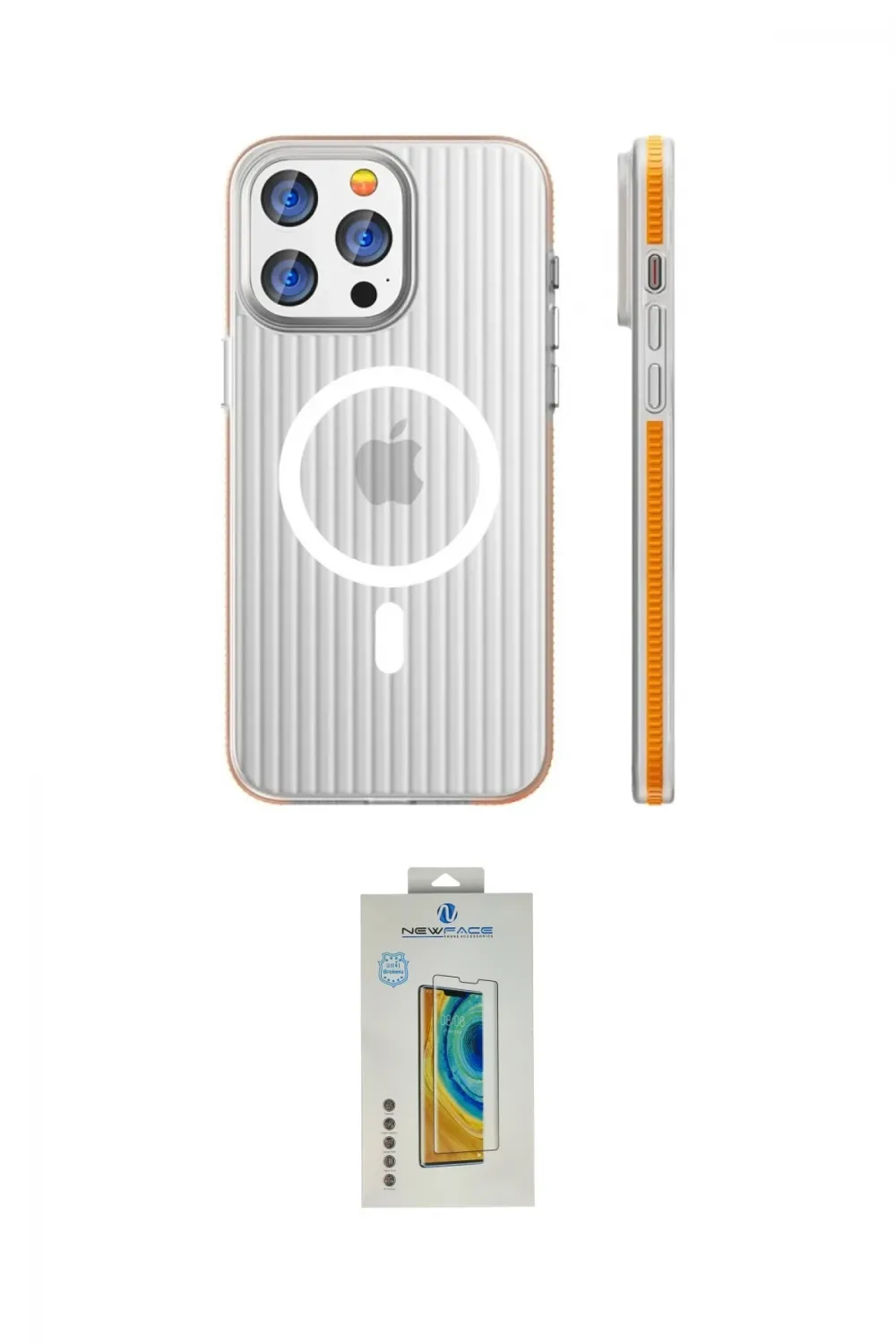 ieg™ iPhone 15 Pro Max Kılıf Pusula Minimal Koleksiyonu - Siyah Polymer Nano Ekran Koruyucu