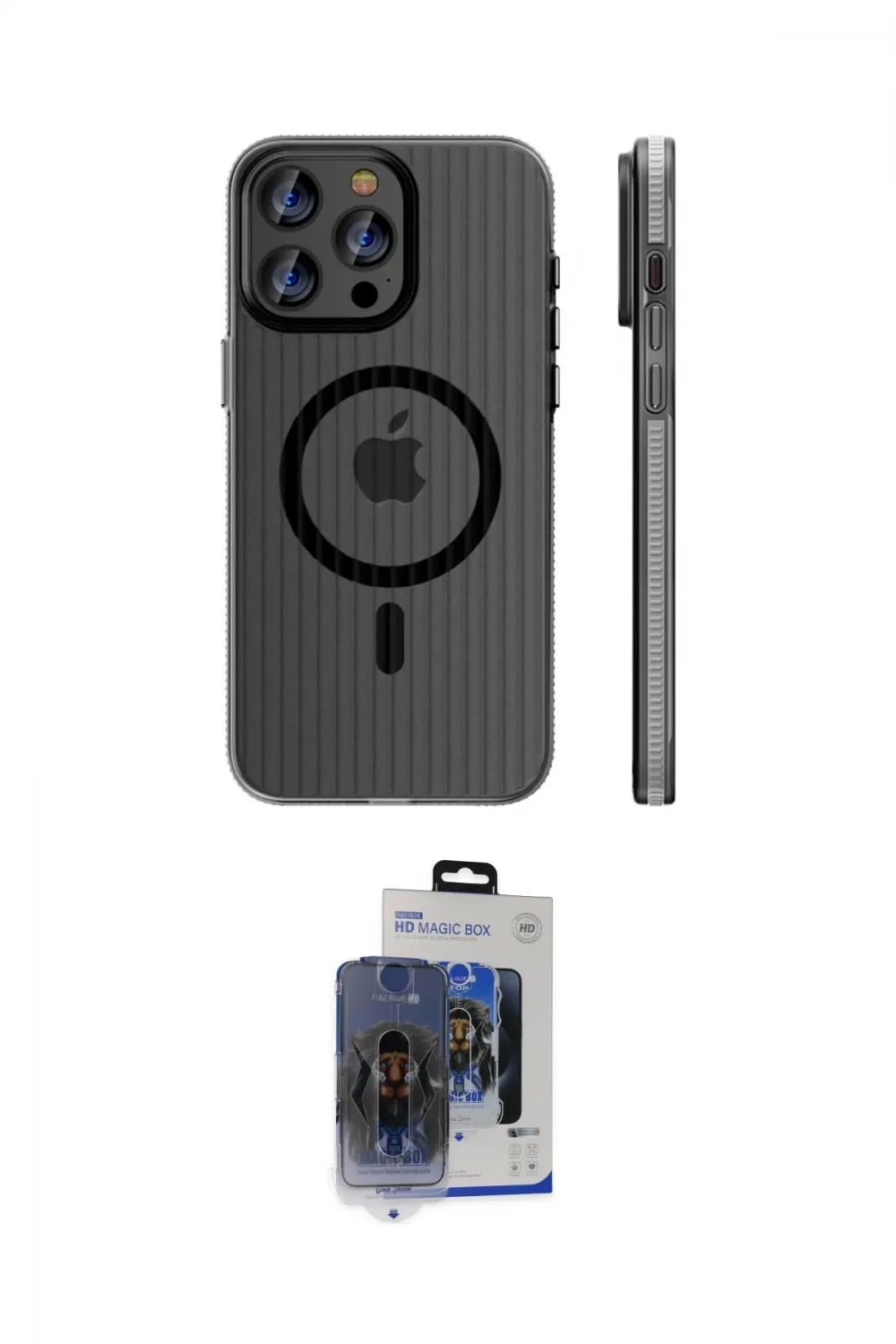 ieg™ iPhone 15 Pro Max Kılıf Pusula Minimal Koleksiyonu - Siyah Vanessa Magic Cam