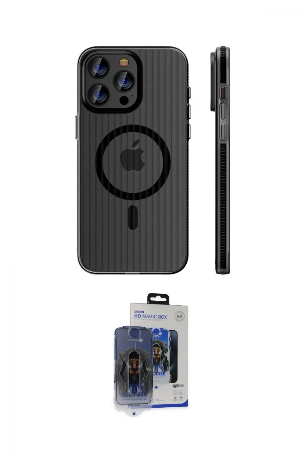 ieg™ iPhone 15 Pro Max Kılıf Pusula Minimal Koleksiyonu - Siyah Vanessa Magic Cam