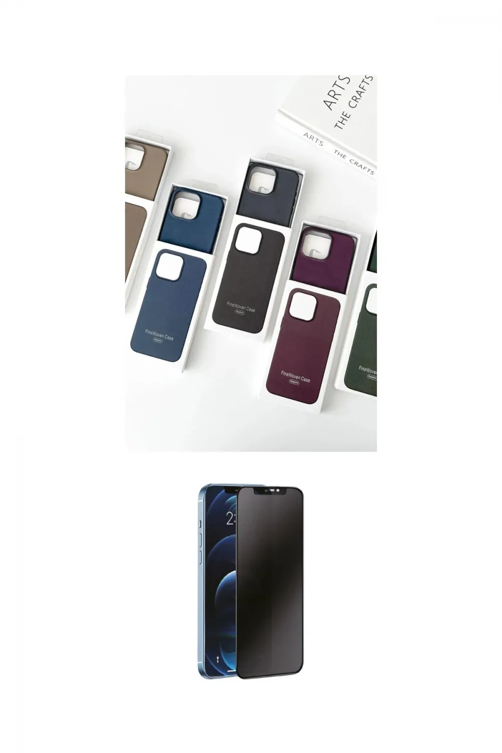 ieg™ iPhone 15 Pro Max Kılıf Pusula Modern - Siyah 3D Antistatik Hayalet Cam Ekran Koruyucu
