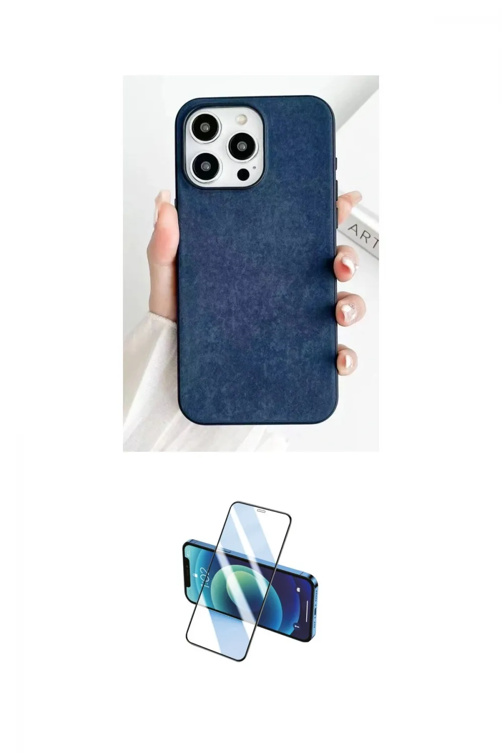 ieg™ iPhone 15 Pro Max Kılıf Pusula Modern - Siyah 3D Antistatik Seramik Nano Ekran Koruyucu