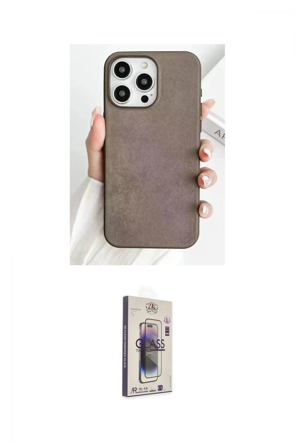 ieg™ iPhone 15 Pro Max Kılıf Pusula Modern - Siyah Bilvis 3D Cam Ekran Koruyucu