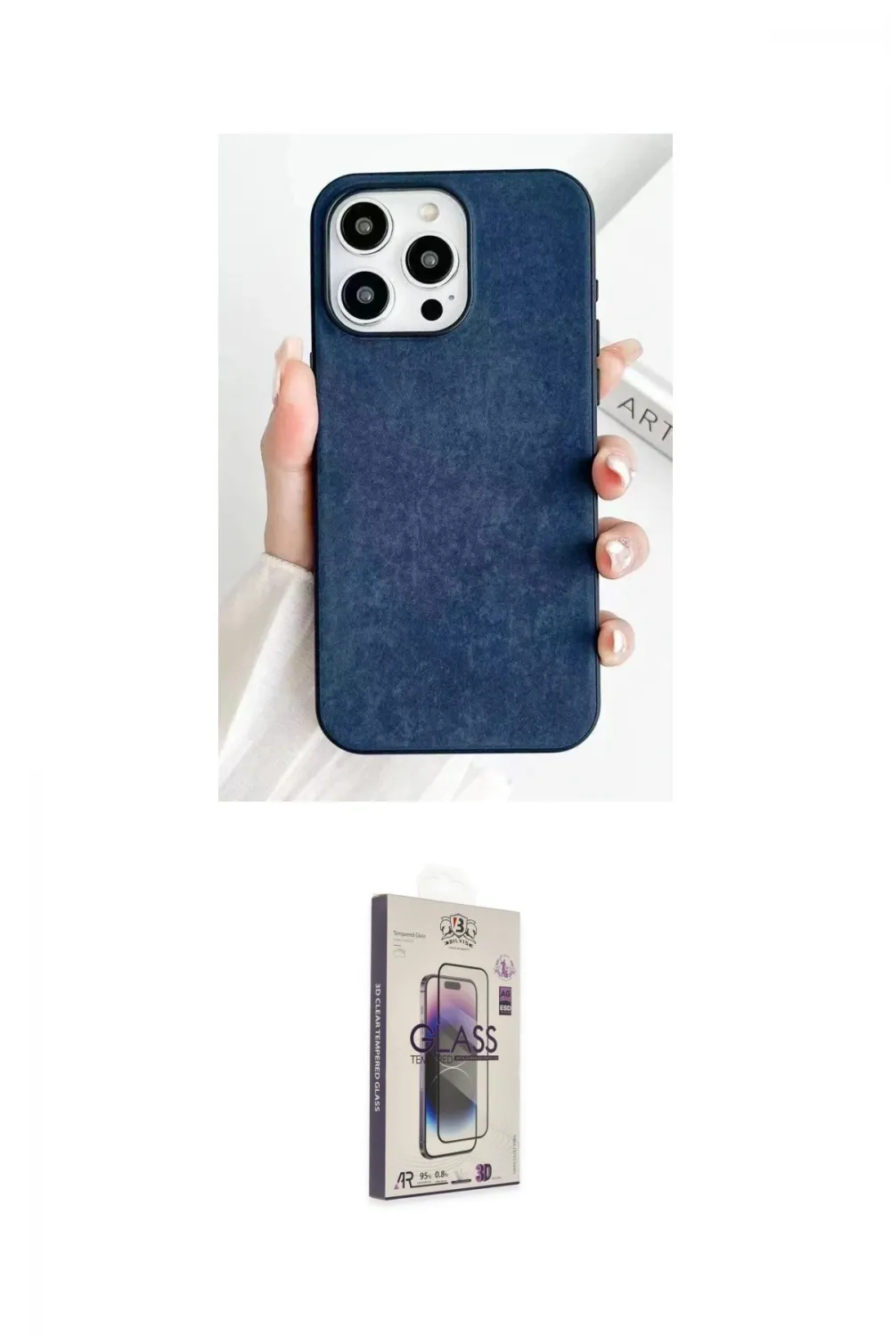 ieg™ iPhone 15 Pro Max Kılıf Pusula Modern - Siyah Bilvis 3D Cam Ekran Koruyucu