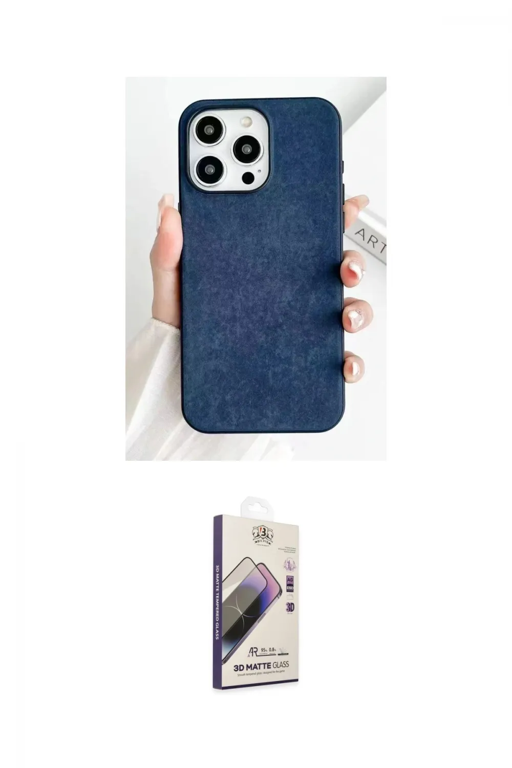 ieg™ iPhone 15 Pro Max Kılıf Pusula Modern - Siyah Bilvis 3D Mat Cam Ekran Koruyucu
