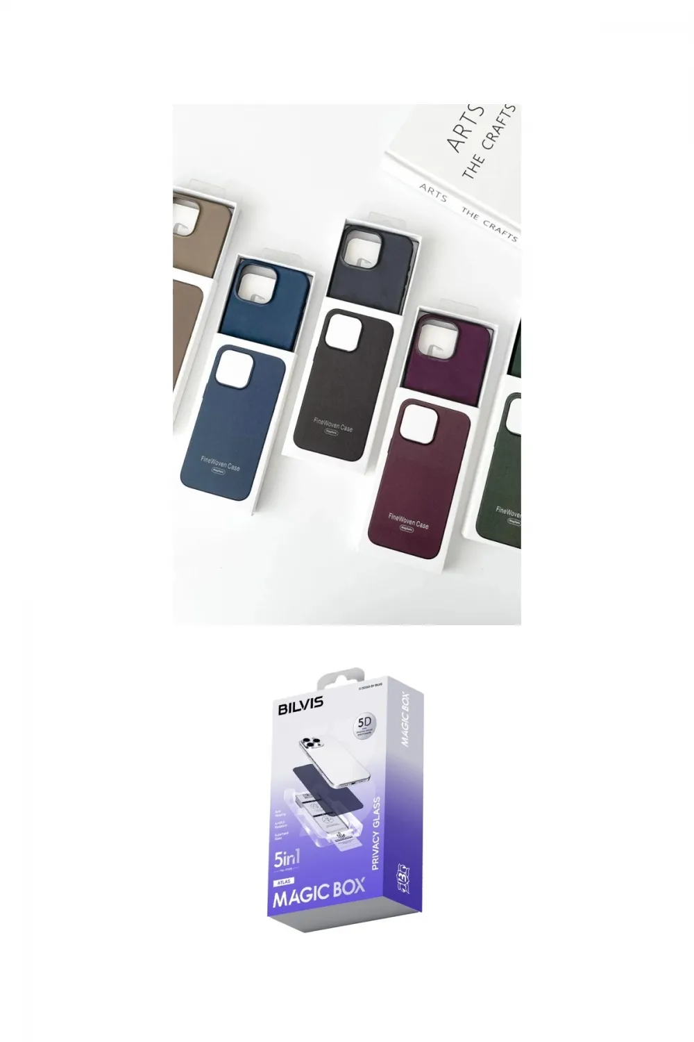 ieg™ iPhone 15 Pro Max Kılıf Pusula Modern - Siyah Bilvis 5in1 5D Magic Hayalet Cam Ekran Koruyucu