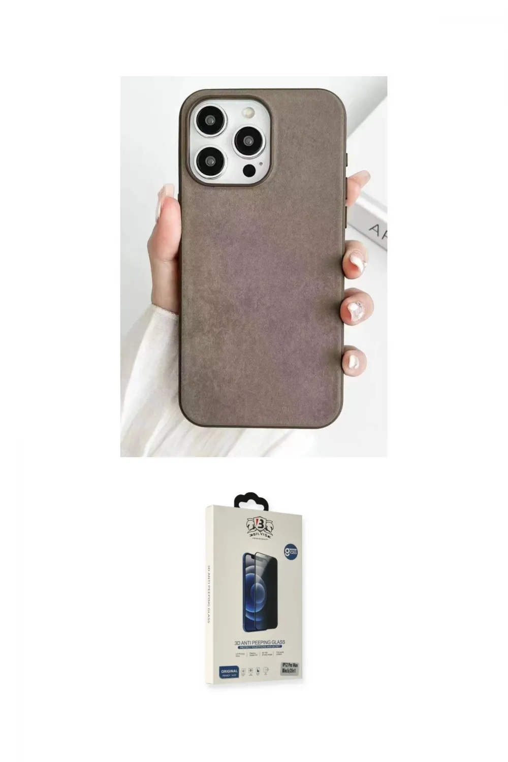 ieg™ iPhone 15 Pro Max Kılıf Pusula Modern - Siyah Bilvis Hayalet Cam Ekran Koruyucu