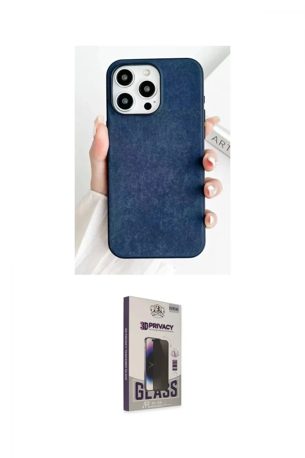 ieg™ iPhone 15 Pro Max Kılıf Pusula Modern - Siyah Bilvis Hayalet Cam Ekran Koruyucu