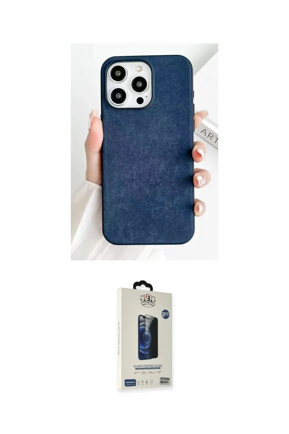 ieg™ iPhone 15 Pro Max Kılıf Pusula Modern - Siyah Bilvis Hayalet Cam Ekran Koruyucu