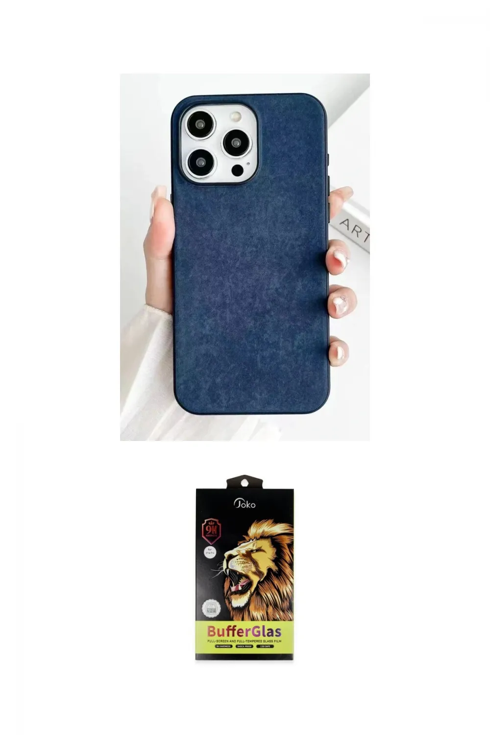 ieg™ iPhone 15 Pro Max Kılıf Pusula Modern - Siyah Buffer Cam Ekran Koruyucu
