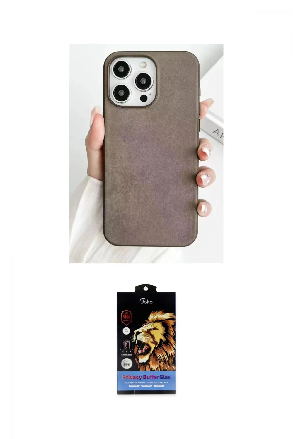 ieg™ iPhone 15 Pro Max Kılıf Pusula Modern - Siyah Buffer Hayalet Cam Ekran Koruyucu