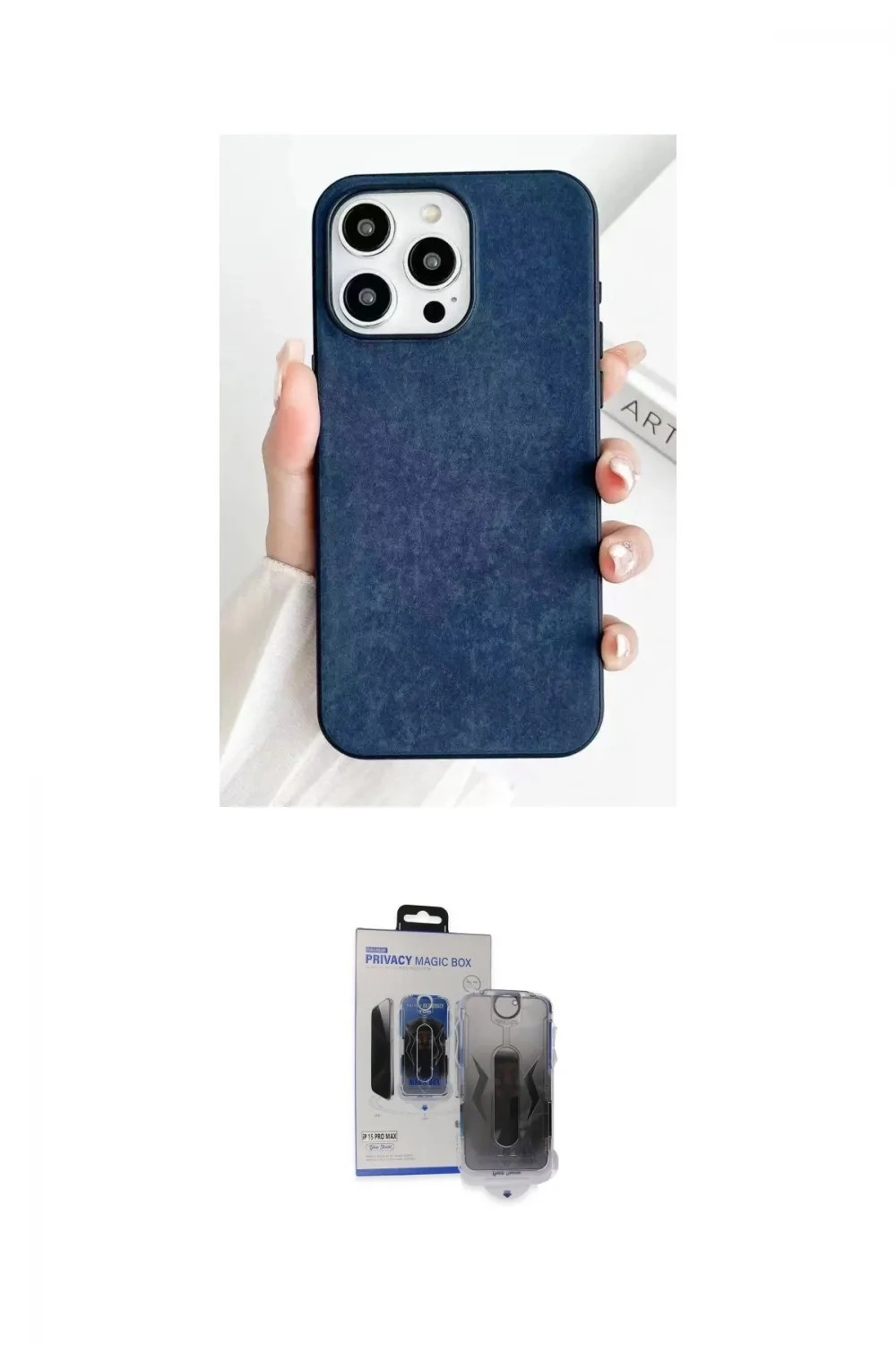 ieg™ iPhone 15 Pro Max Kılıf Pusula Modern - Siyah Vanessa Magic Hayalet Cam