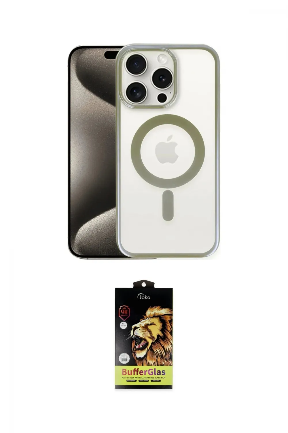 ieg™ iPhone 15 Pro Max Kılıf Siluet Çizgi Serisi - Siyah Buffer Cam Ekran Koruyucu