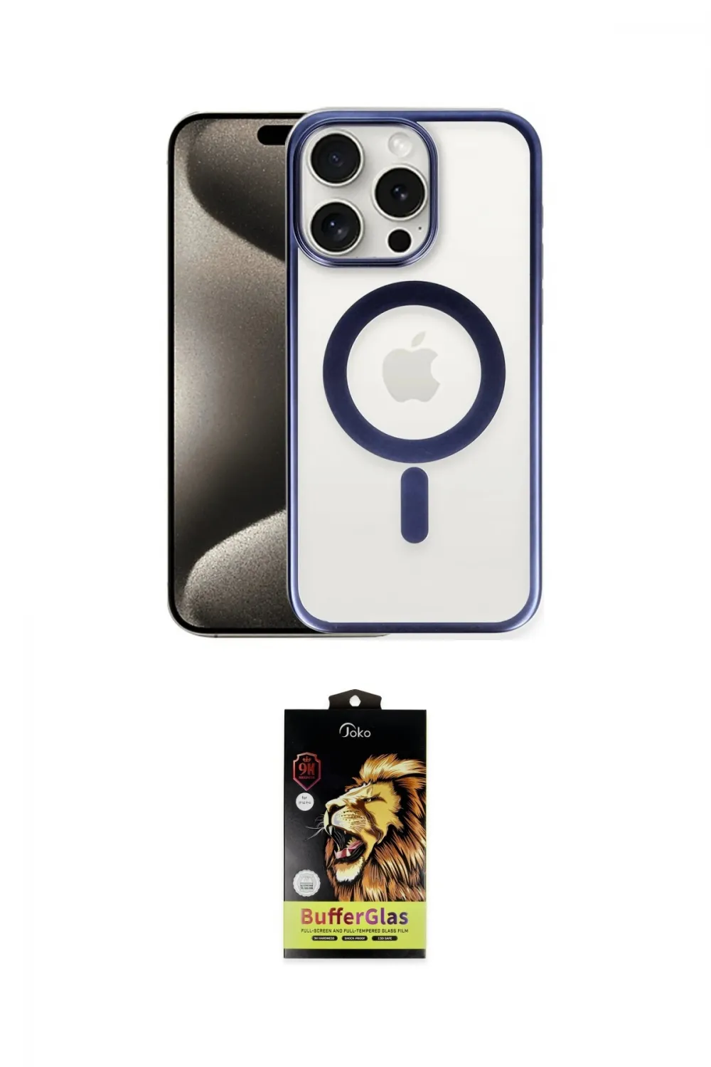 ieg™ iPhone 15 Pro Max Kılıf Siluet Çizgi Serisi - Siyah Buffer Cam Ekran Koruyucu