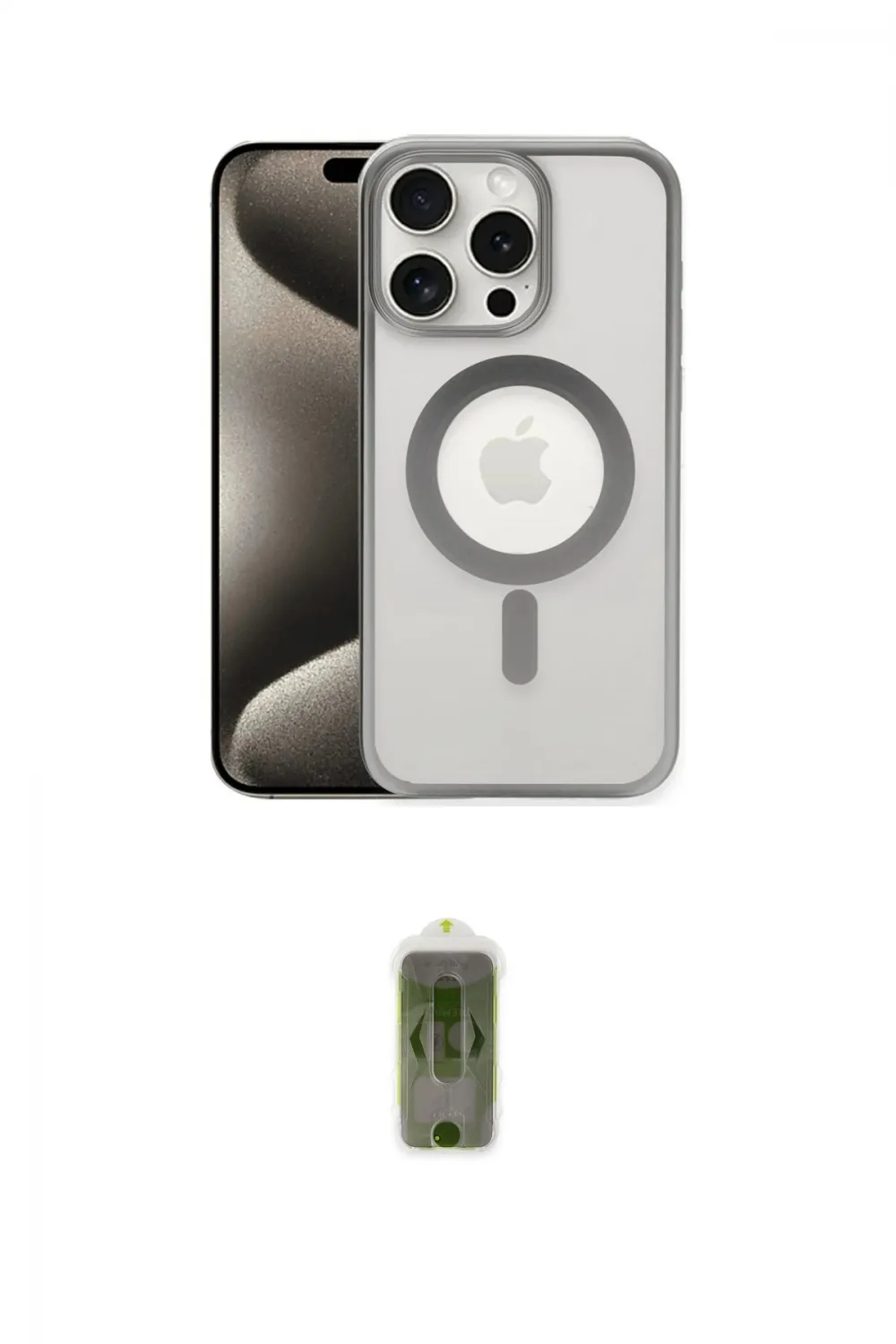 ieg™ iPhone 15 Pro Max Kılıf Siluet Çizgi Serisi - Siyah Joko Magic 5D Hayalet Cam