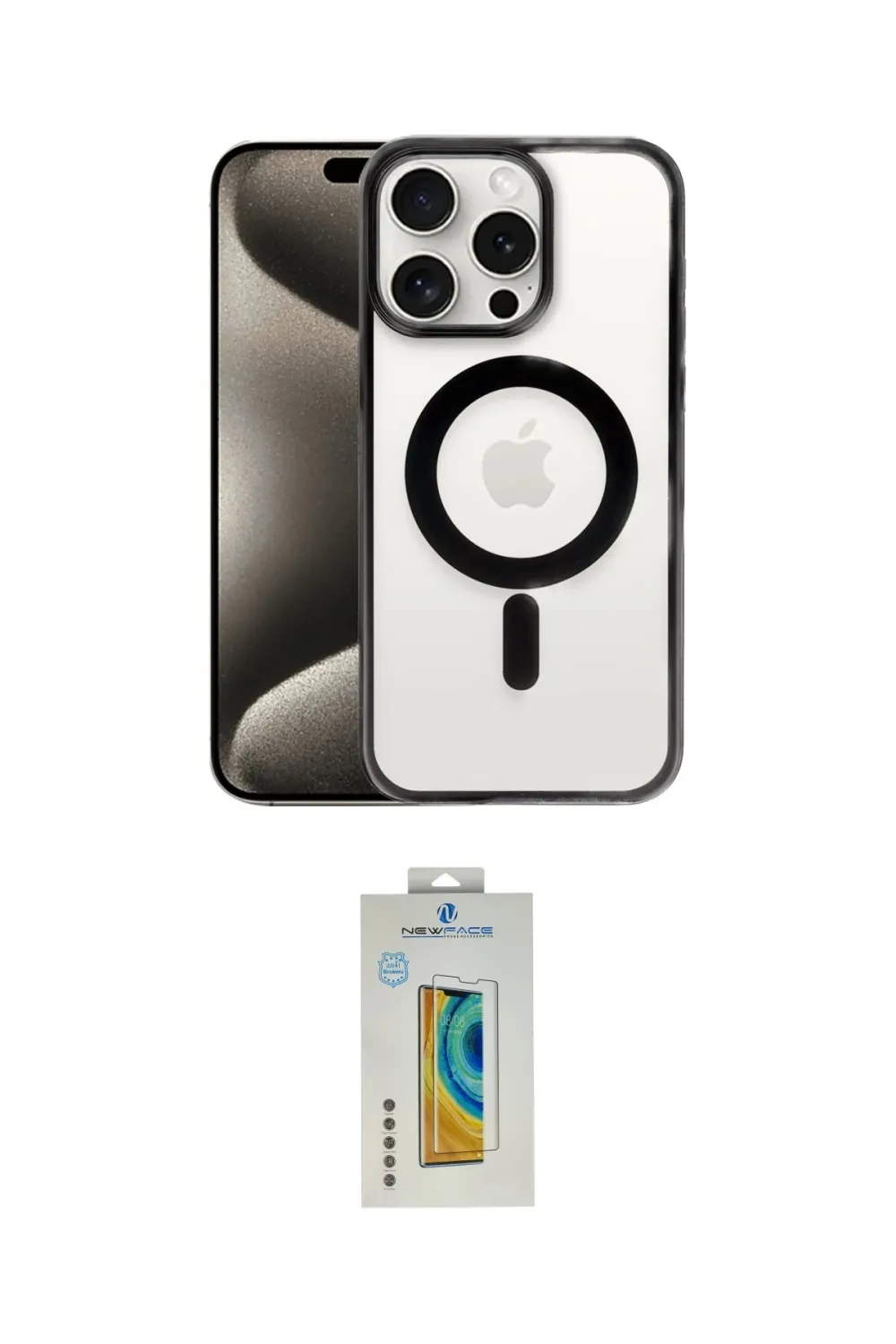 ieg™ iPhone 15 Pro Max Kılıf Siluet Çizgi Serisi - Siyah Polymer Nano Ekran Koruyucu