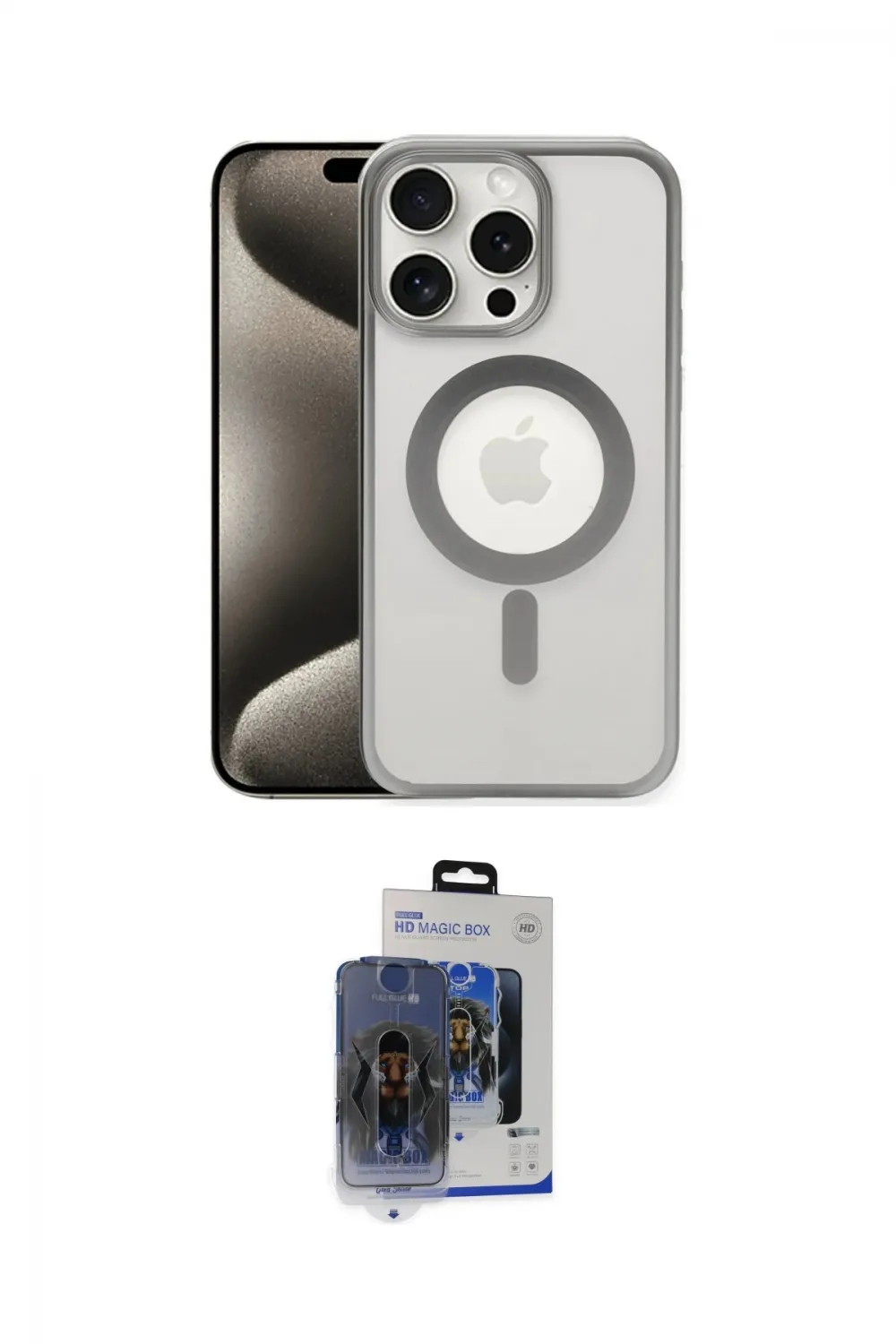 ieg™ iPhone 15 Pro Max Kılıf Siluet Çizgi Serisi - Siyah Vanessa Magic Cam