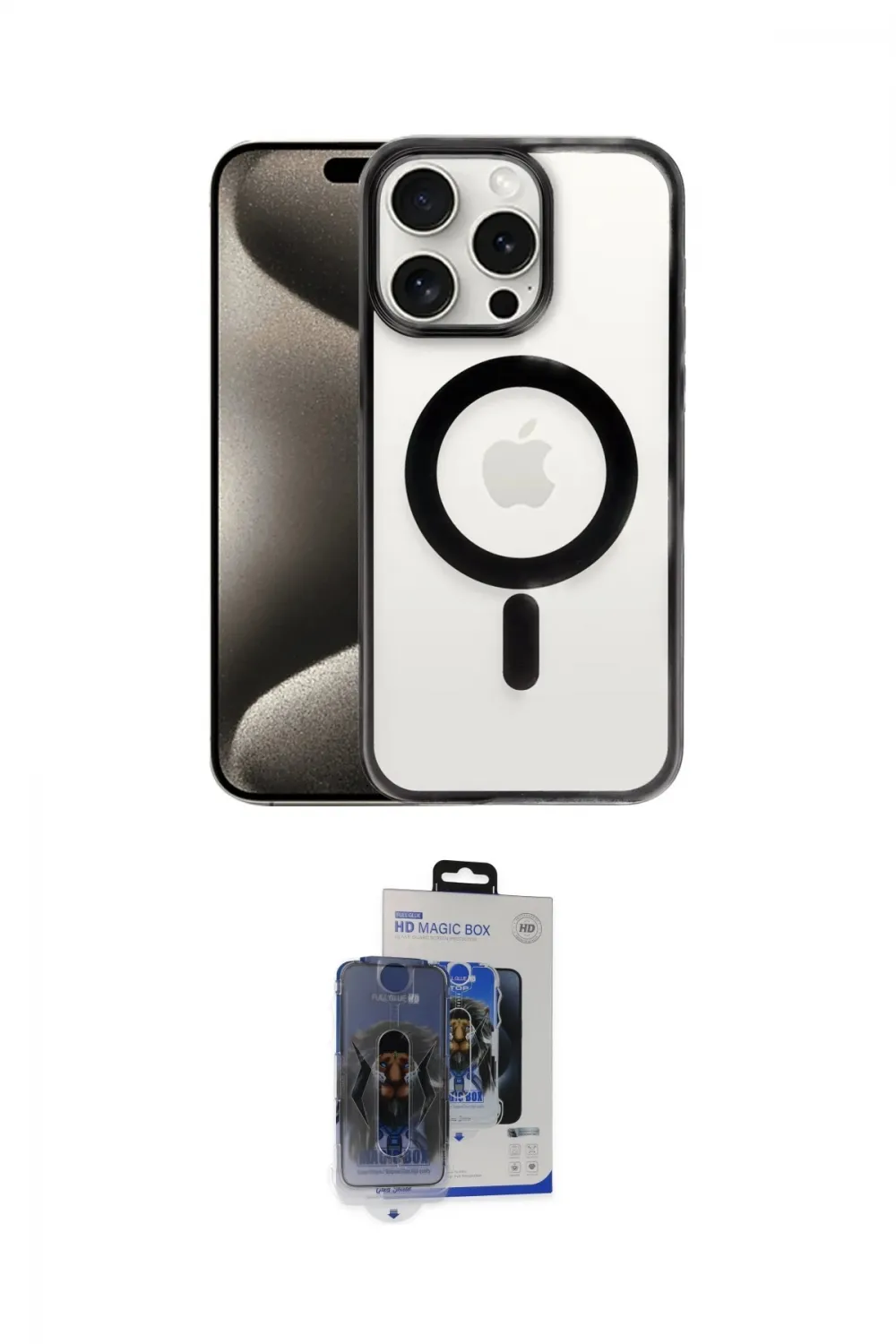 ieg™ iPhone 15 Pro Max Kılıf Siluet Çizgi Serisi - Siyah Vanessa Magic Cam