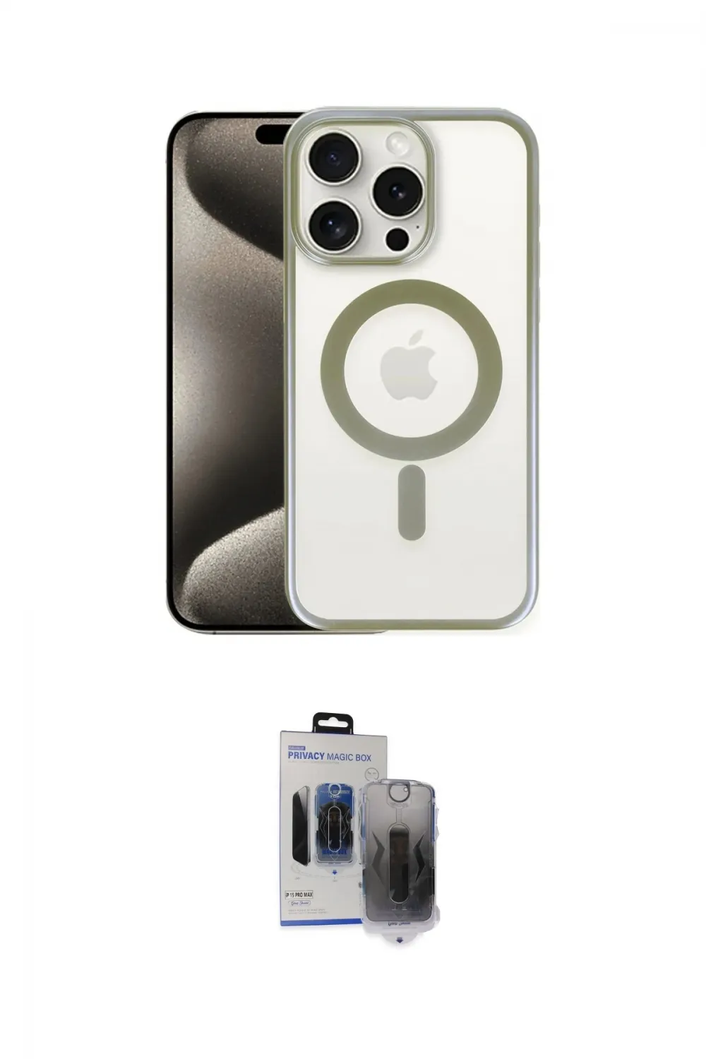ieg™ iPhone 15 Pro Max Kılıf Siluet Çizgi Serisi - Siyah Vanessa Magic Hayalet Cam