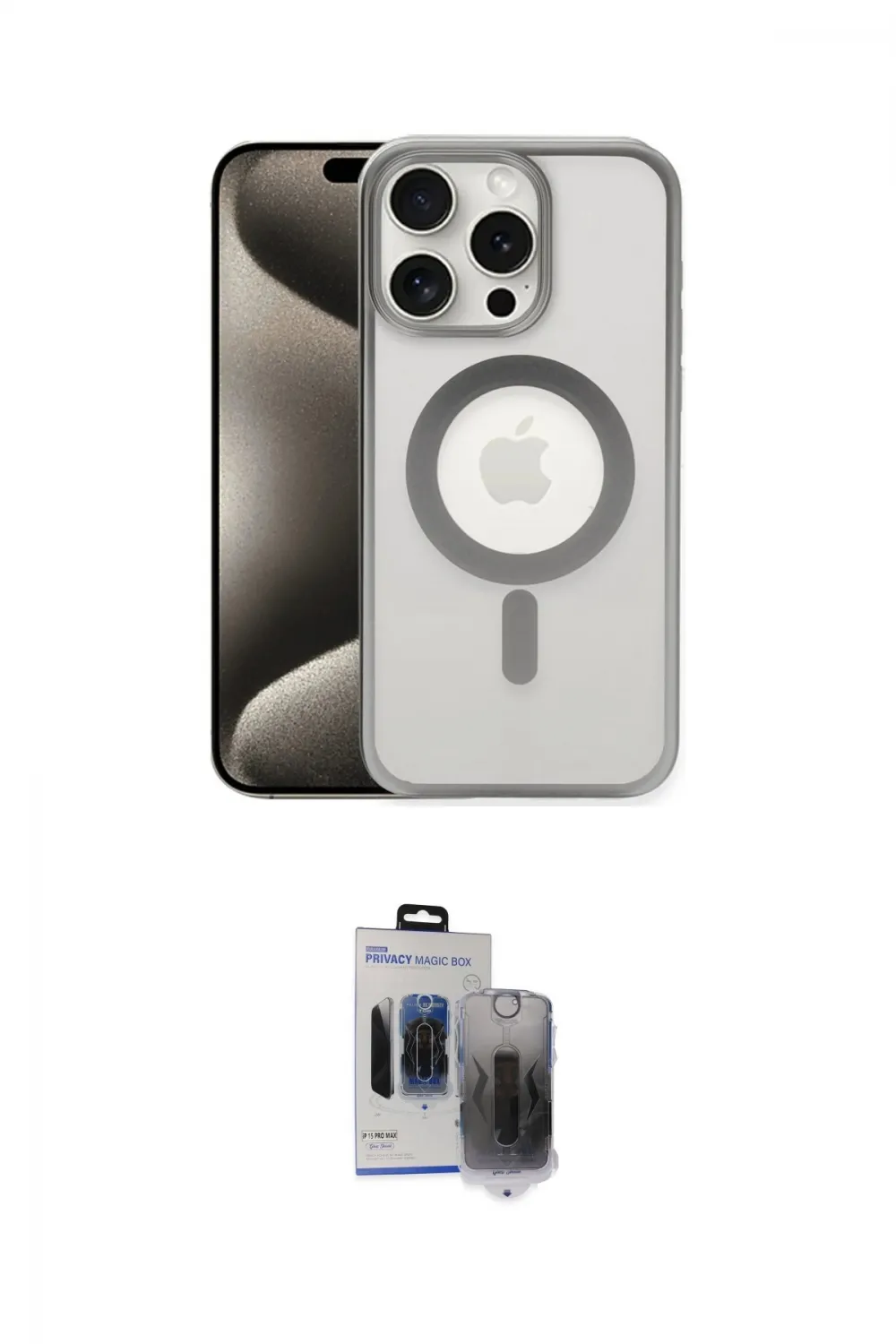 ieg™ iPhone 15 Pro Max Kılıf Siluet Çizgi Serisi - Siyah Vanessa Magic Hayalet Cam