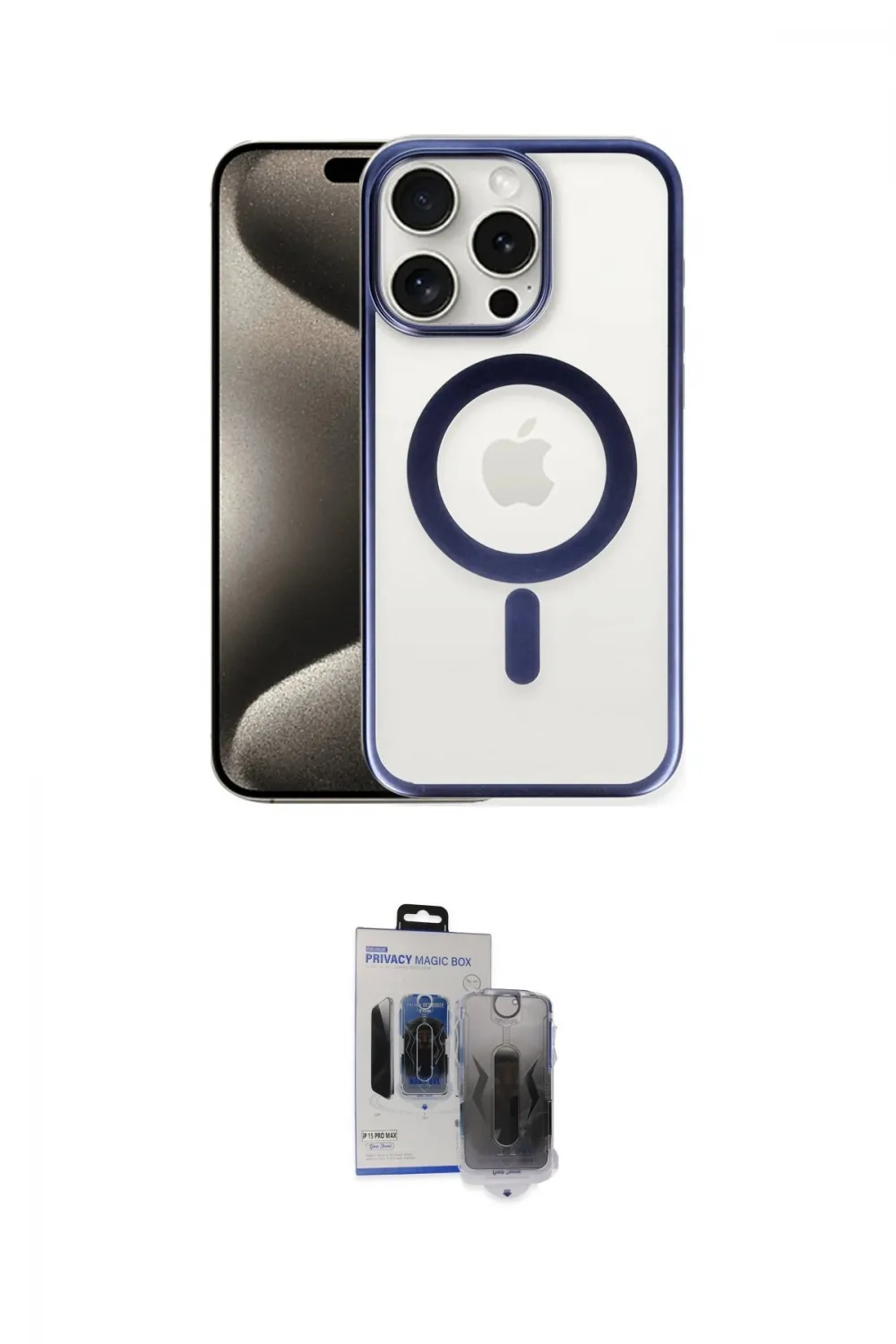ieg™ iPhone 15 Pro Max Kılıf Siluet Çizgi Serisi - Siyah Vanessa Magic Hayalet Cam