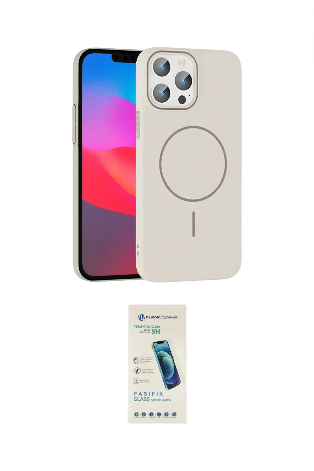 ieg™ iPhone 15 Pro Max Kılıf Siluet Doku Özel Seri - Şeffaf Pasifik Cam Ekran Koruyucu