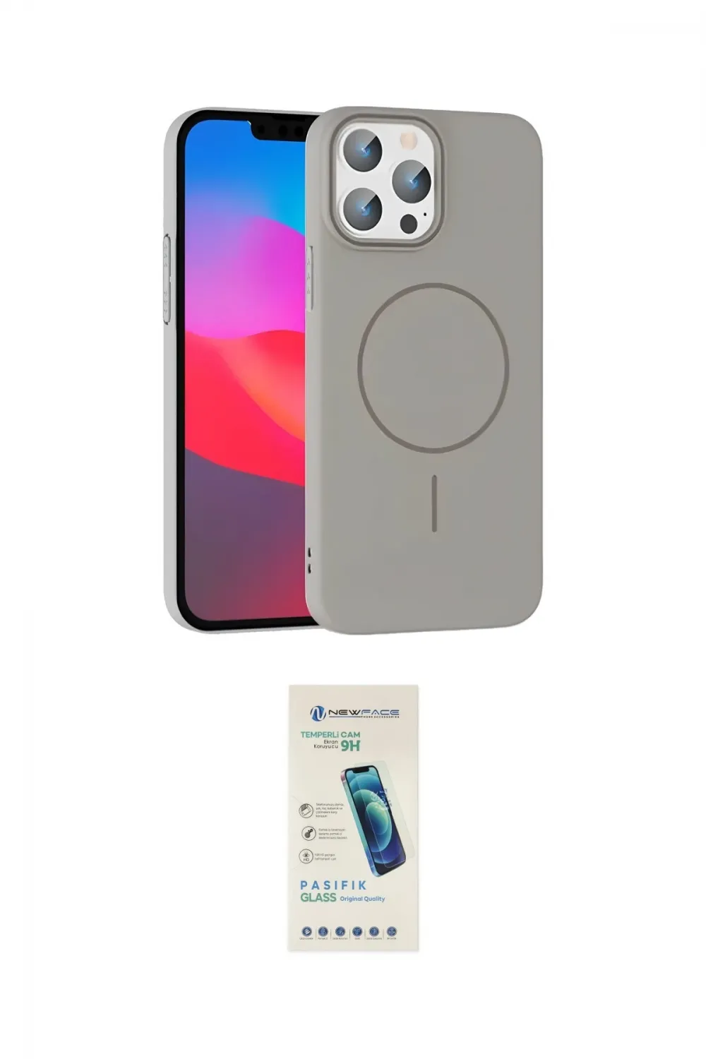 ieg™ iPhone 15 Pro Max Kılıf Siluet Doku Özel Seri - Şeffaf Pasifik Cam Ekran Koruyucu
