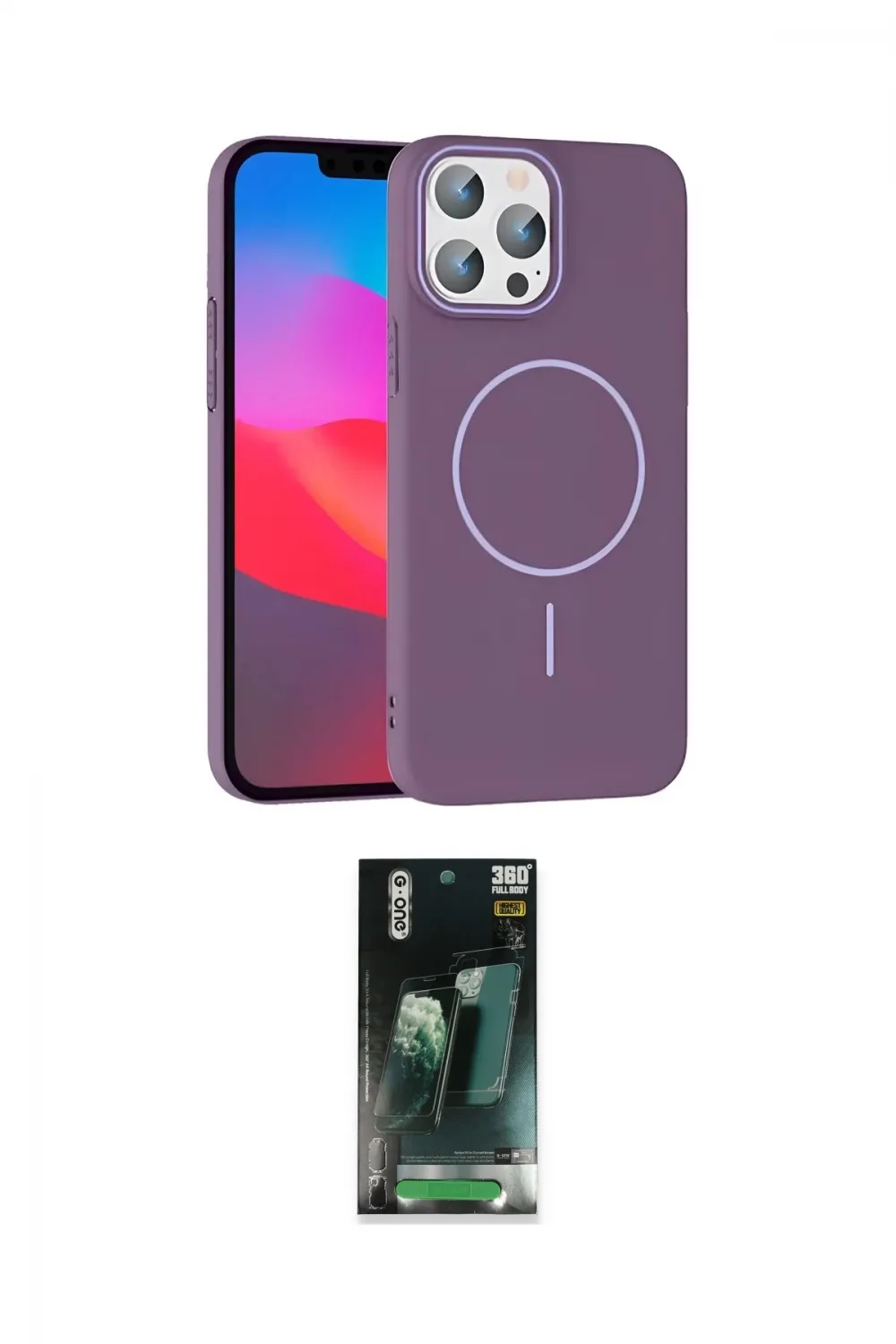 ieg™ iPhone 15 Pro Max Kılıf Siluet Doku Özel Seri - Siyah 360 Mat Full Body Arka Koruyucu