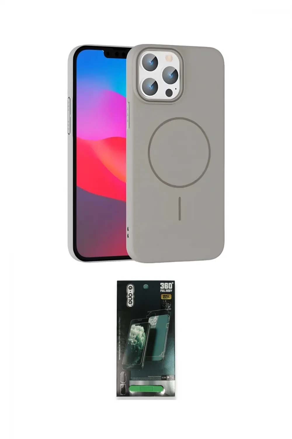 ieg™ iPhone 15 Pro Max Kılıf Siluet Doku Özel Seri - Siyah 360 Mat Full Body Arka Koruyucu